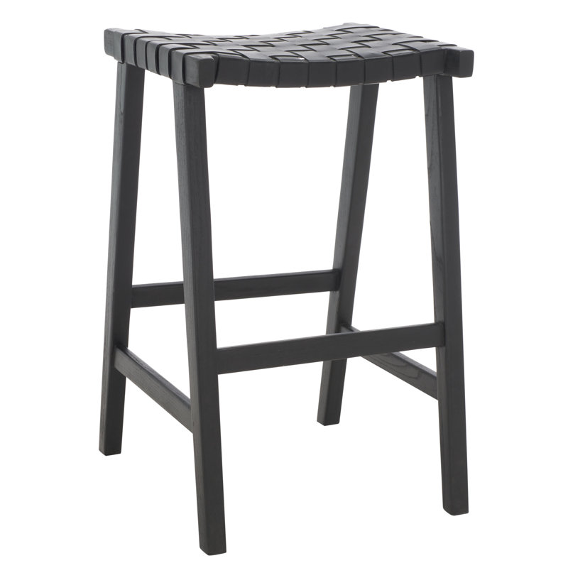 Tabouret de bar et de comptoir en cuir Alston, Noir, Noir, Tabouret de bar (siège d’une hauteur de 30 po)