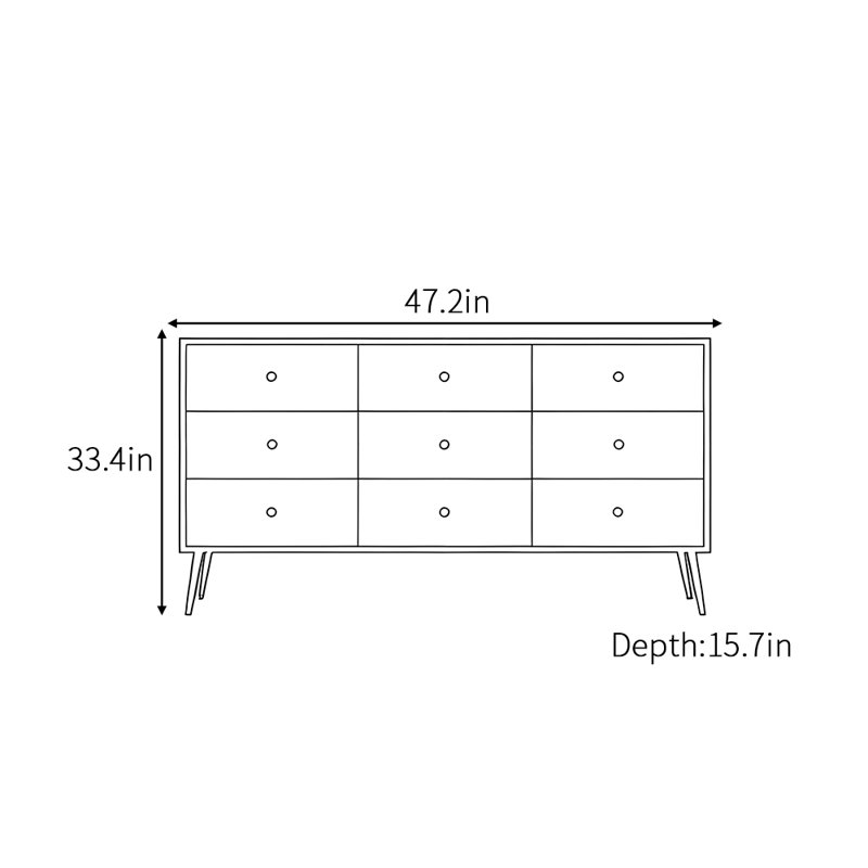 Buffet de 47,2 po de largeur Kliebert, H 33,4 po x l 47,2 po x P 15,7 po