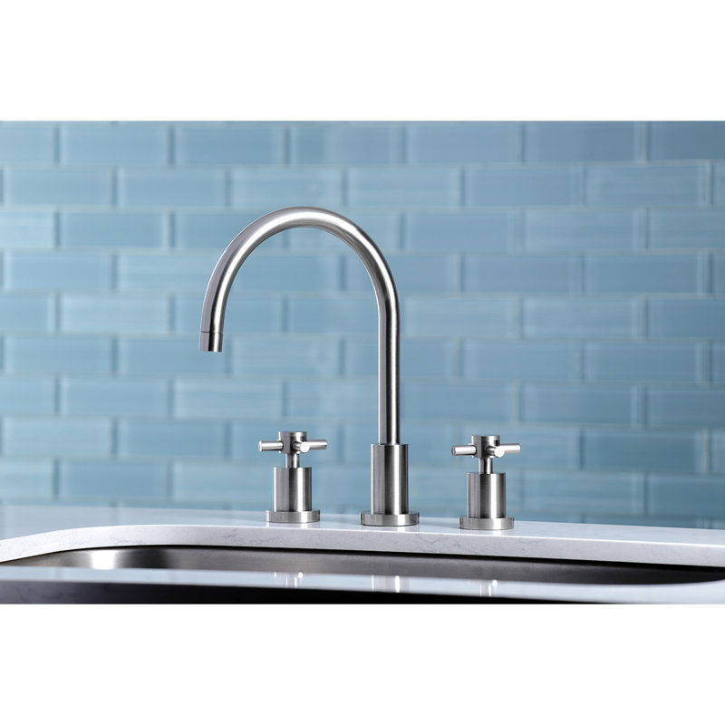Kingston Brass Concord Double-Handle Widespread Kitchen Faucet, Brushed Nickel, Without Side Spray