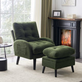 Elandra Upholstered Accent Chair and Ottoman, with 5 Level Adjustable Backrest