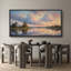 «Clouds Serene River Landscape At Sunset Vintage Inspired Stripes», reproduction encadrée sur toile-98041896-111665098
