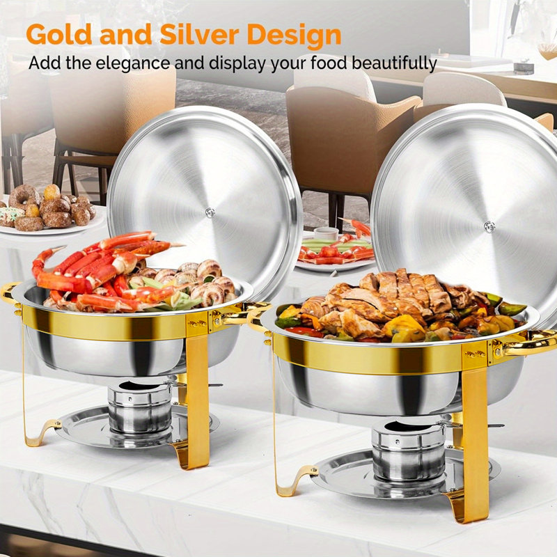 2 Pack 4.5L Round Chafing Dish Buffet Set