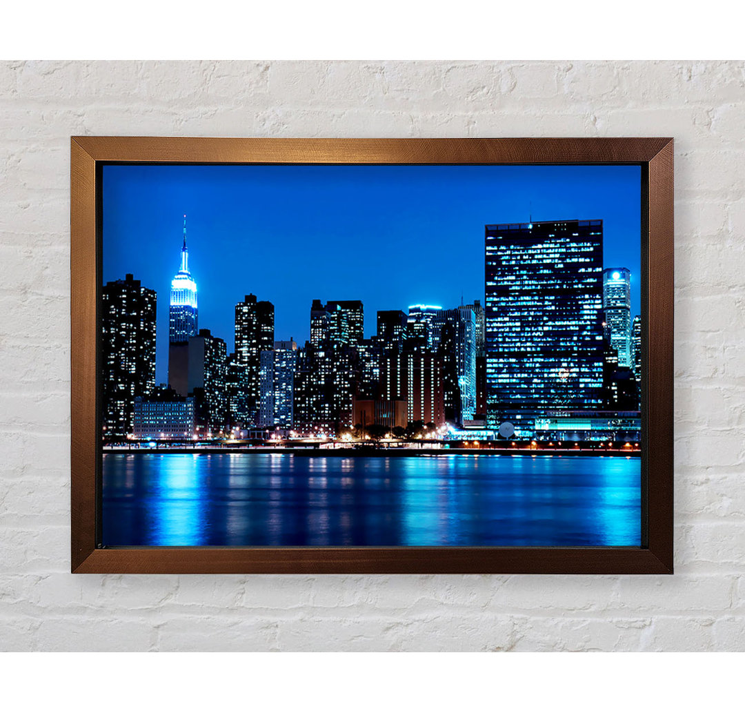 New York Empire State Blue Nights - Einzelne Bilderrahmen Kunstdrucke