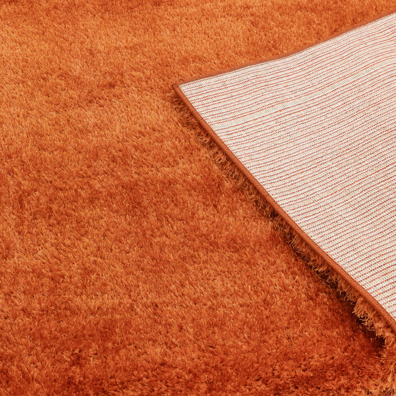 Natonia Shiny Shaggy Orange Area Rug, Rectangle 200 x 290cm