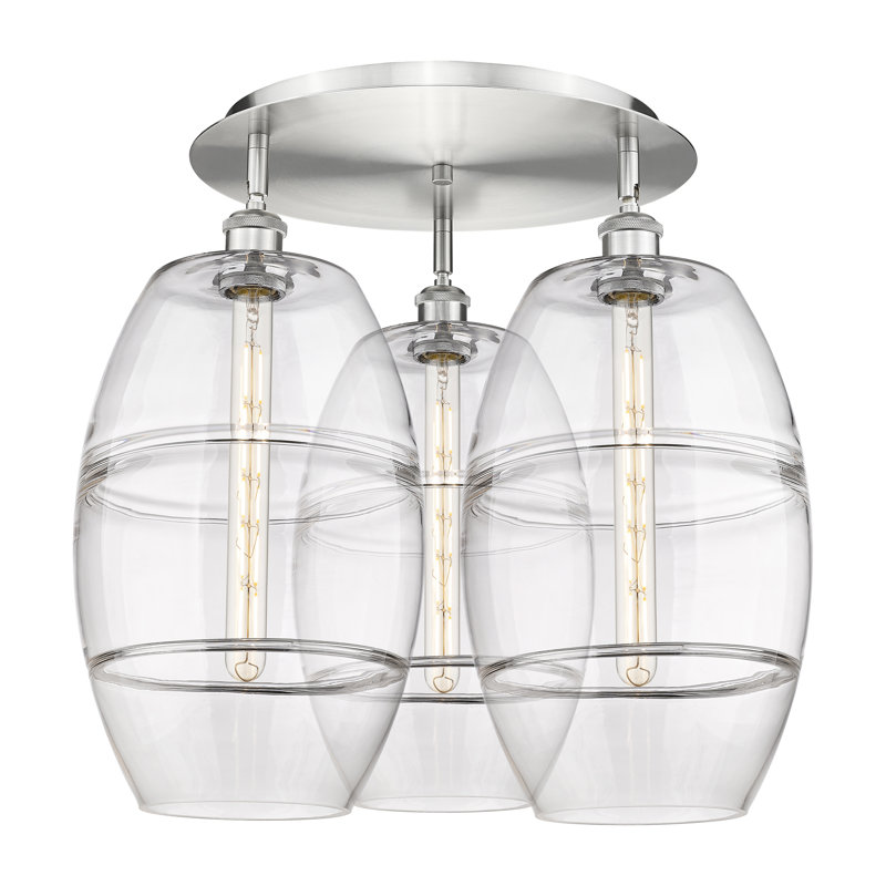 Plafonnier encastré Dundrod, Nickel satiné, H 19,5 po x l 21,75 po x P 21,75 po, Transparent