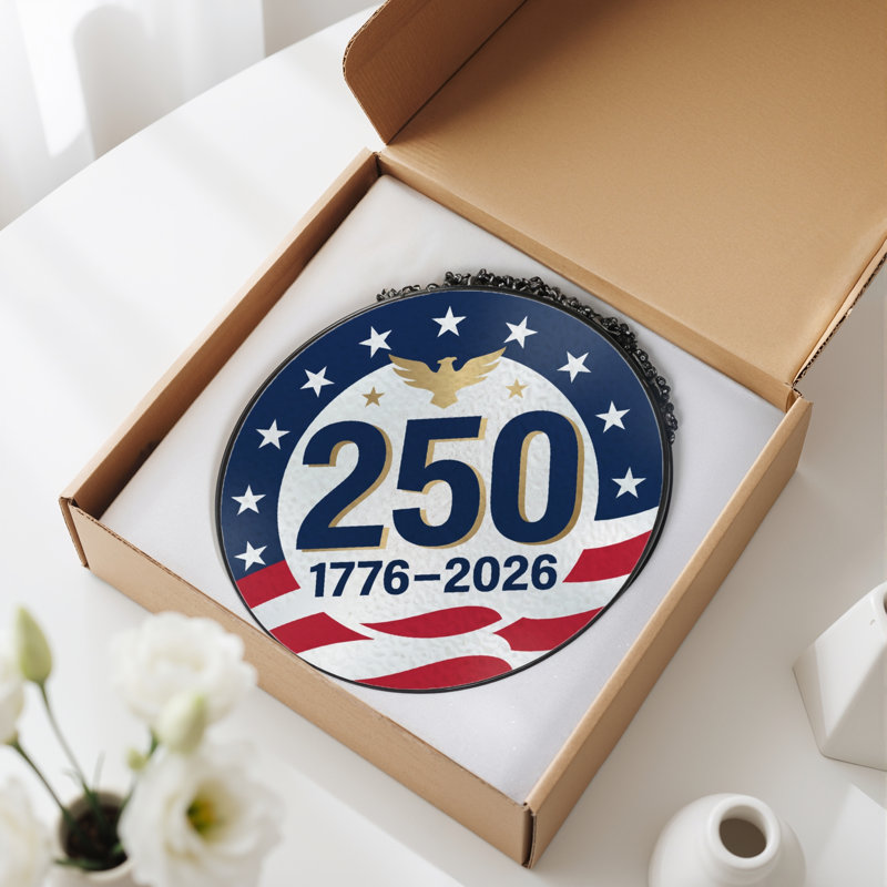 Panneau de fenêtre en verre pour décoration intérieure American Flag USA 250th Anniversary ， 7,8H, H 7,8 po