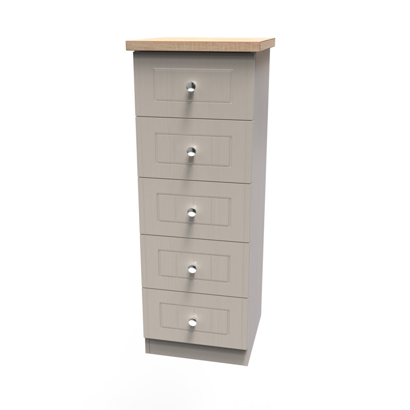 Fully Assembled Mitsuwa 5 - Drawer Chest of Drawers, Kashmir Ash/Oak