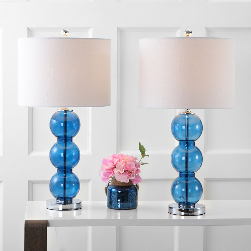 Ensemble de lampe de table 27 po Leaver, Bleu de cobalt