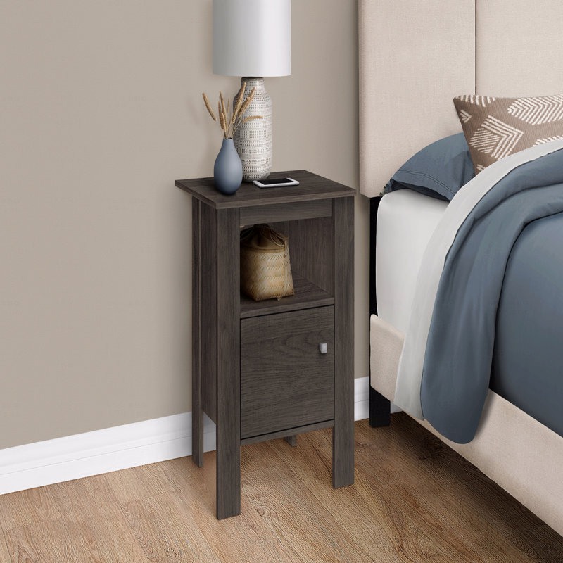 Table d'appoint, table d'appoint, table de bout, table de chevet, lampe, stratifié de rangement, transitionnel, Marron foncé