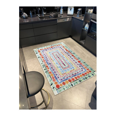 Tapis décoratif multicolore multicolore lavable à la machine