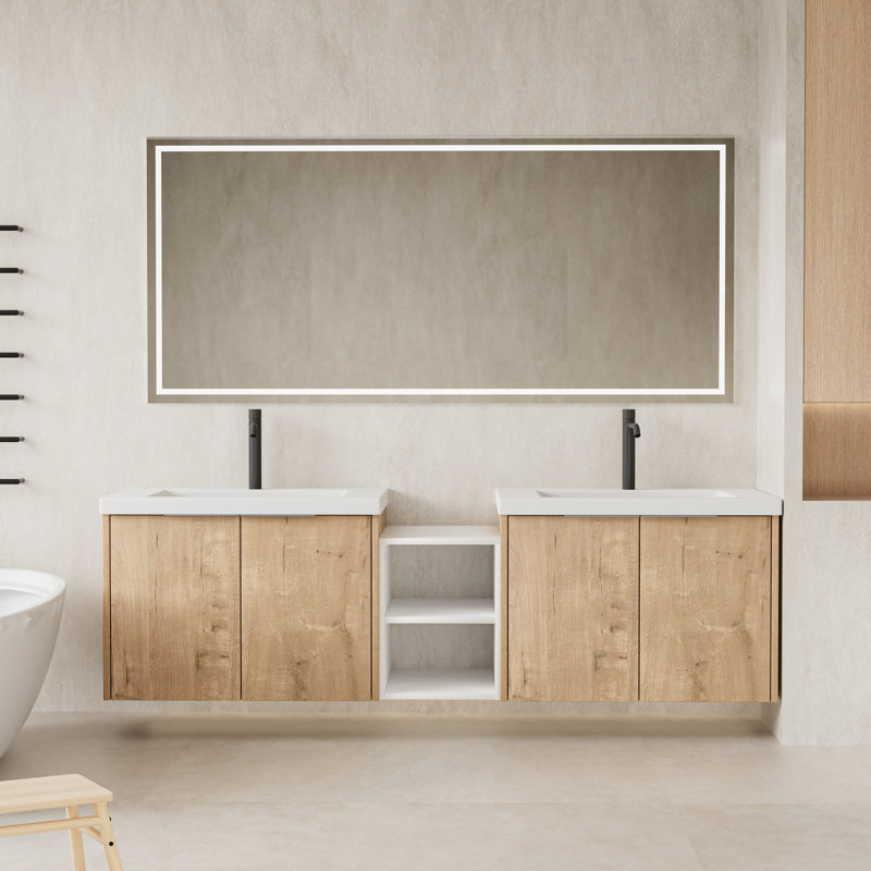Ensemble de meuble-lavabo mural 72 po avec lavabo double