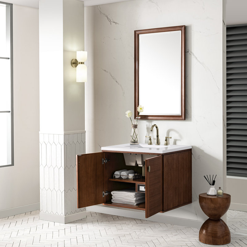 30'' Single Bathroom Vanity with Top, White Zeus, 8" Widespread