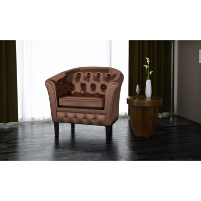 Fauteuil tubulaire en similicuir Chesterfield