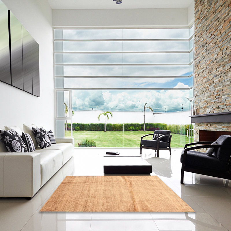 Tapis brun/beige à aire contemporaine, Carré 7 pi