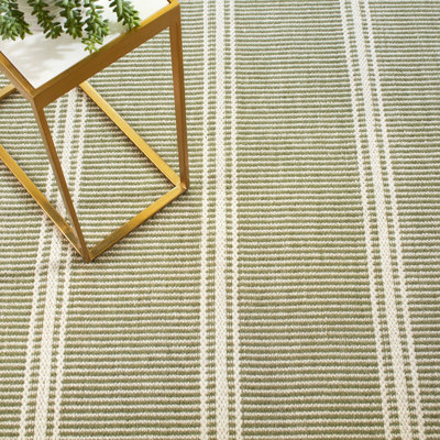Tapis gris / ivoire à rayures fabriqué à la main Malta
