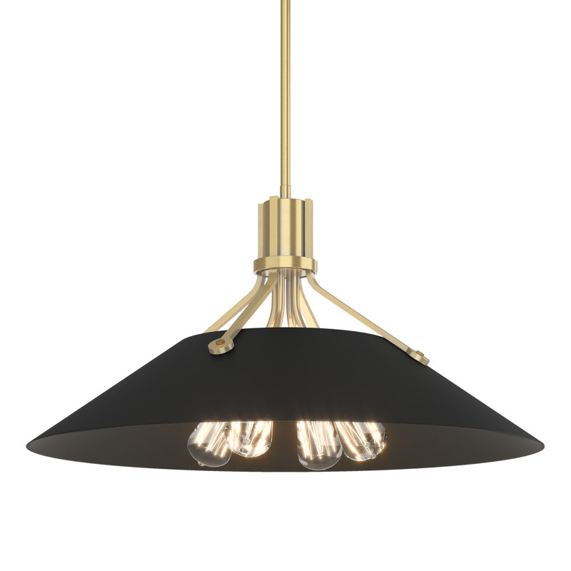 Henry 4 - Light Single Cone Pendant, Black, Modern Brass