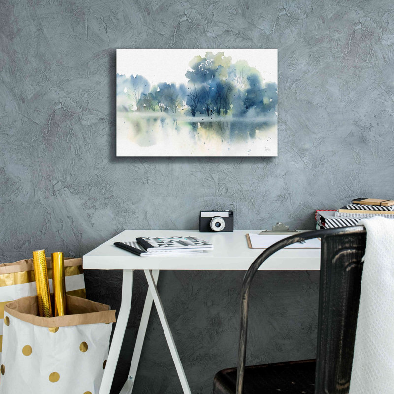 'Blue Pond Reflections' by Katrina Pete, Giclee Canvas Wall Art, 12" H x 18" W x 0.75" D