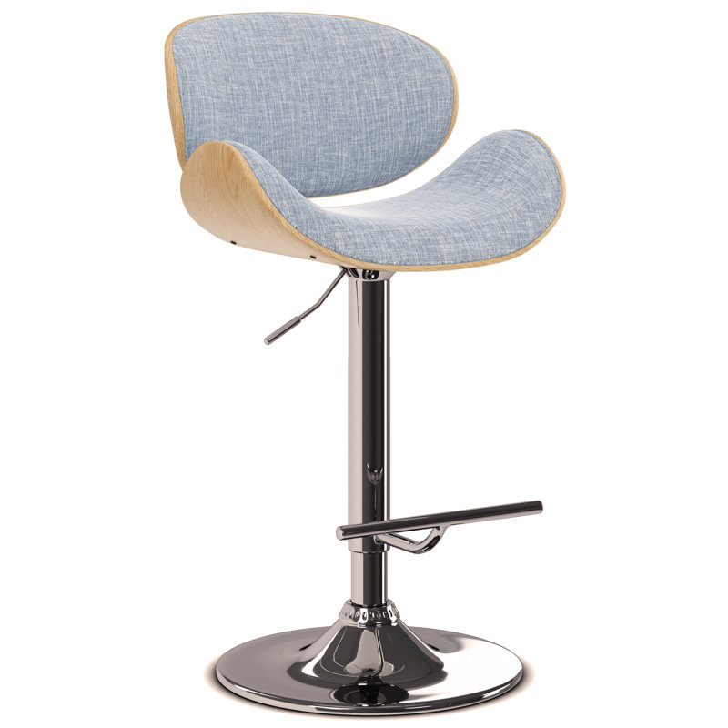 Tabouret de bar pivotant Bentwood, Bleu clair, Marron clair