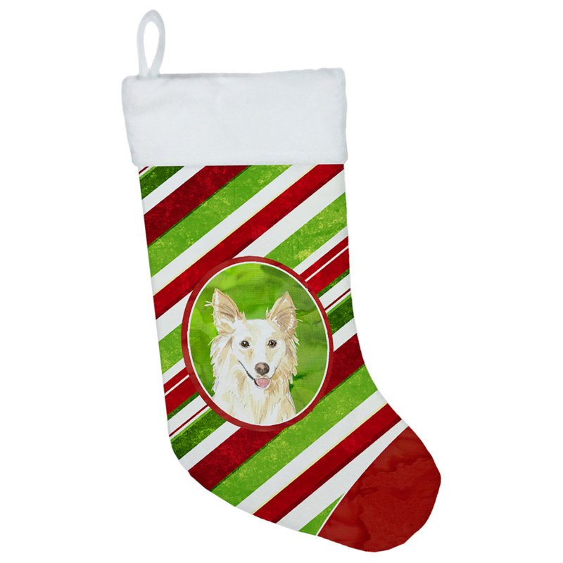 Chaussette de noël à rayures à sucre, Collie blanc