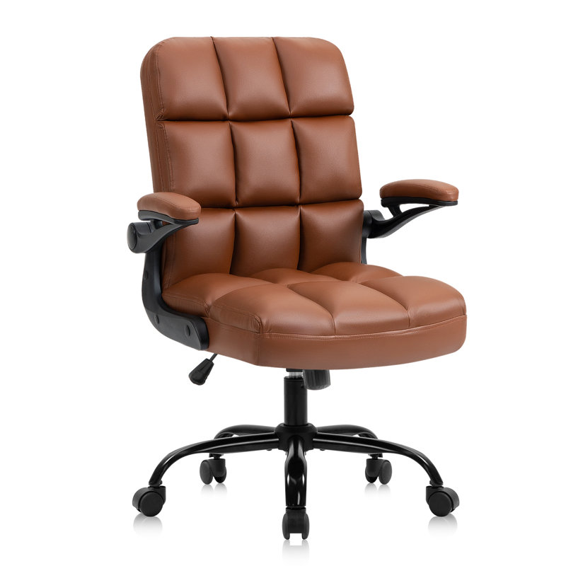 Mignon fauteuil de bureau en similicuir, Brun, Noir