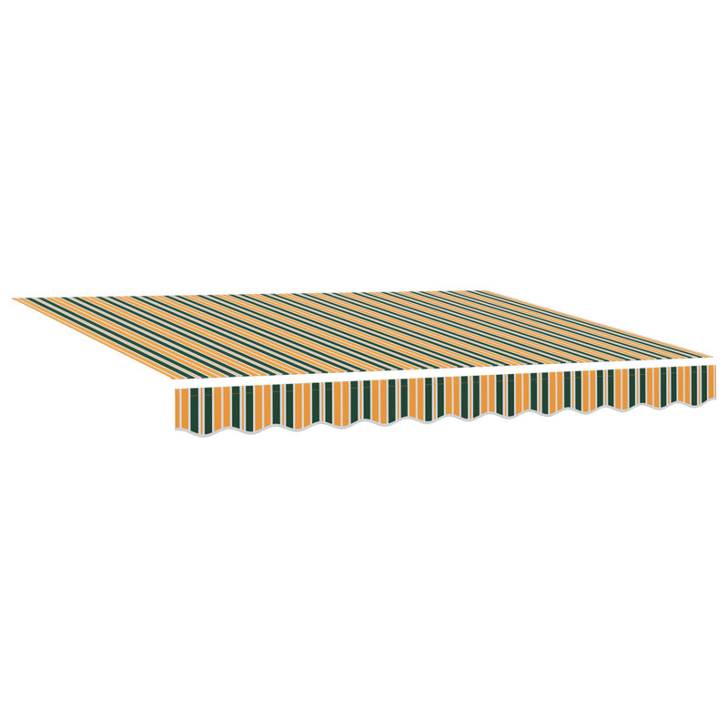 17 Stories Polyester Cover Retractable Patio Awning, Green/Yellow Striped, 280 cm W x 245 cm D