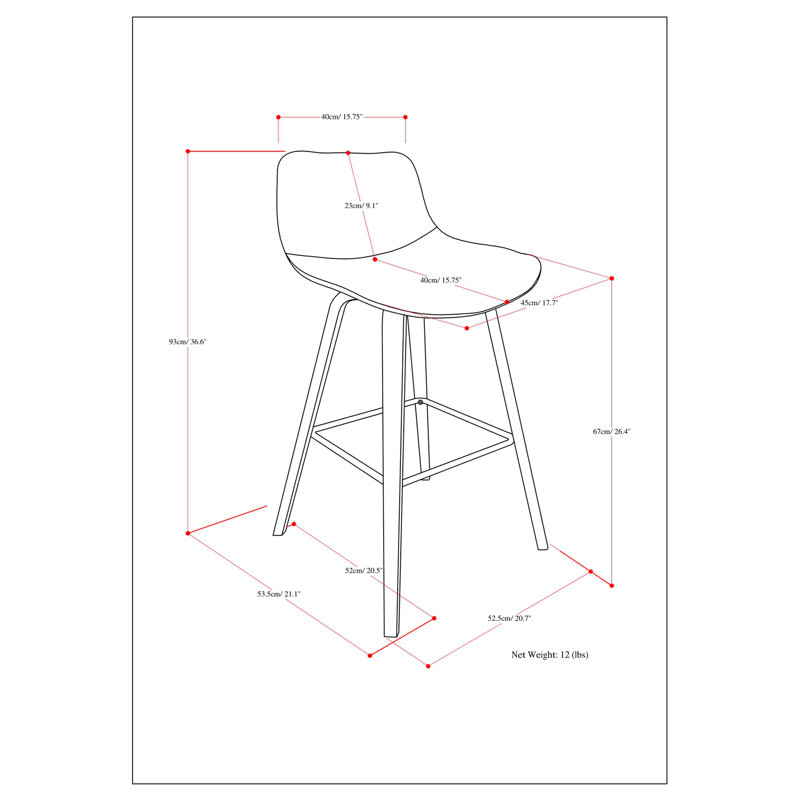 Tabouret à hauteur de comptoir / bar Harvard (ensemble de 2), Bleu denim