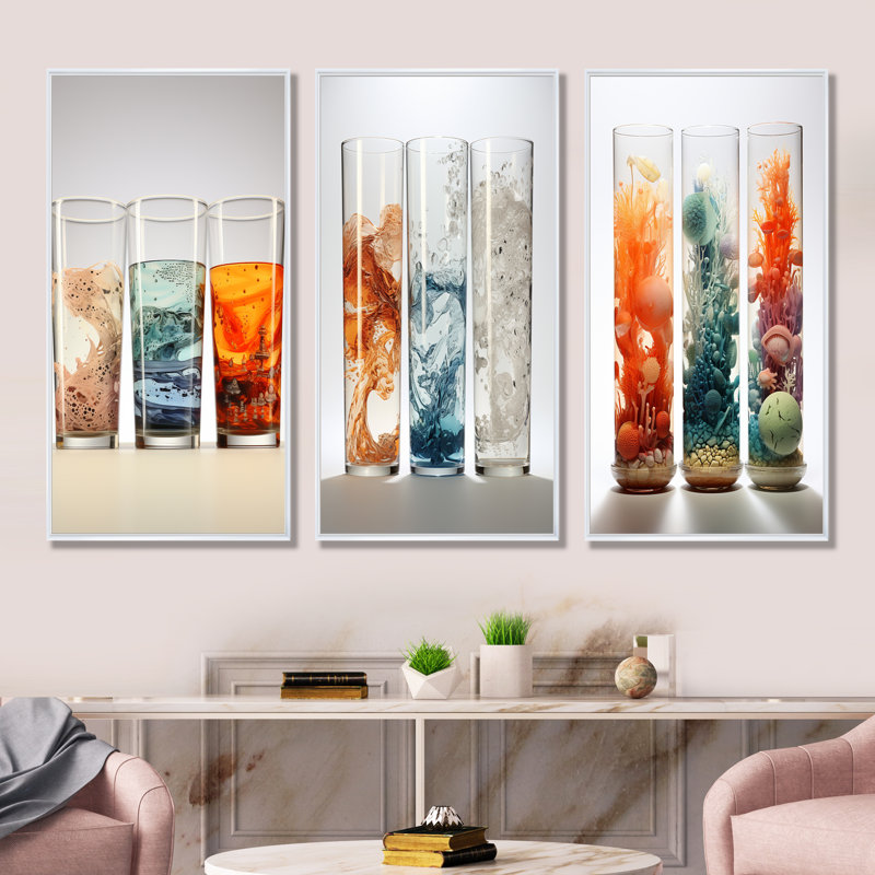 «Beaker Biographie», ensemble de 4 reproductions d'art sur toile, H 40 po x l 60 po, Cadre flottant blanc