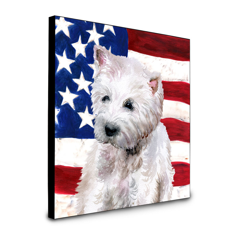 Panneau mural patriotique art Double Down, Westie