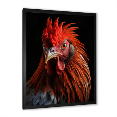 " Brown Rooster Closeup Portrait "