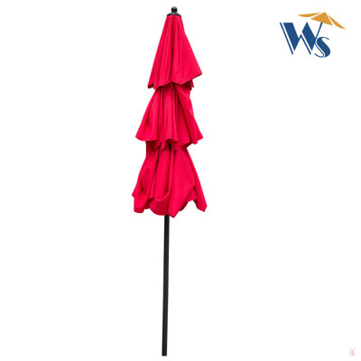 Parasol de patio extérieur à 3 niveaux 9 pi avec manivelle et inclinaison et évents pour terrasse de jardin