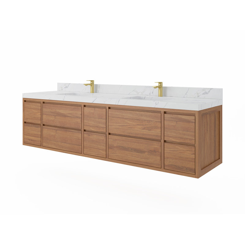 Meuble-lavabo double 84 po avec plateau en marbre 84 po