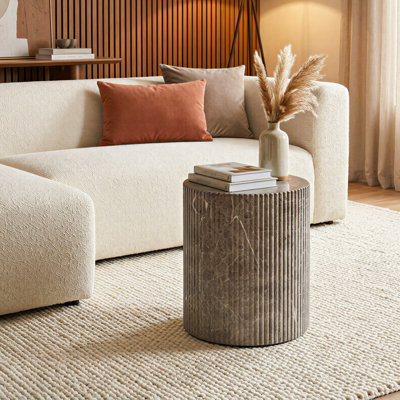 Svante Travertine Effect Weatherproof Concrete Side Table