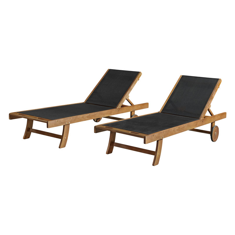Chaise longue d'extérieur en bois d'eucalyptus Caspian