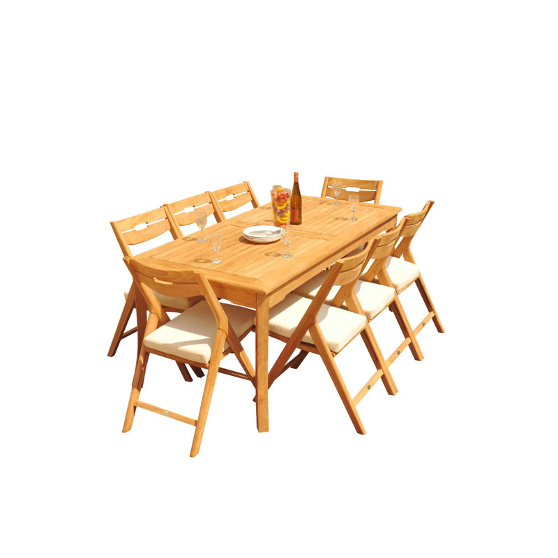 Cimara 8 - Person Teak Wood Patio Dining Set with Rectangular Table