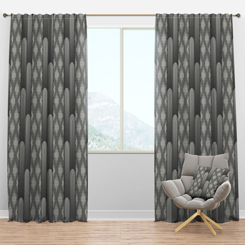 Panneau de rideau simple semi-diaphane avec passe-tringle Mid-Century Mimimal Design II, l 52 po x L 84 po