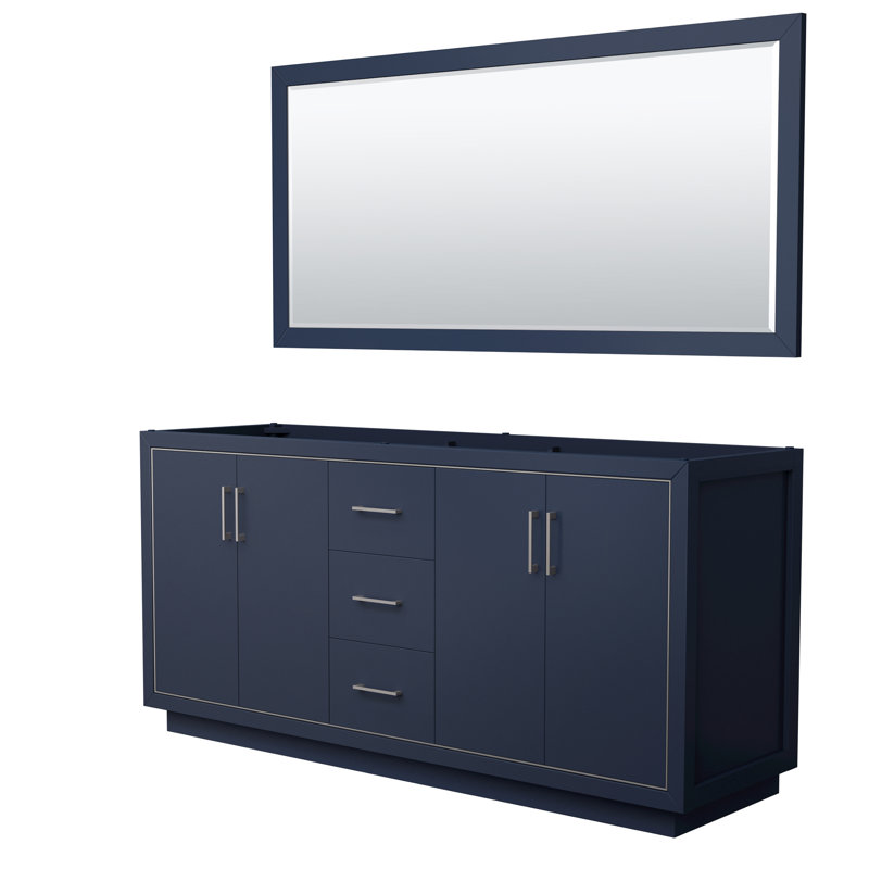 Icon 72" Double Bathroom Vanity Base Only, Dark Blue