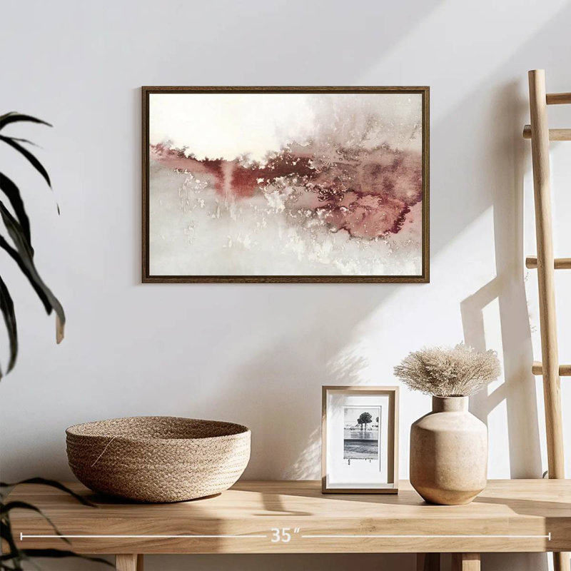 Douces vagues I, 19 po x 13 po, Cadre flottant noyer