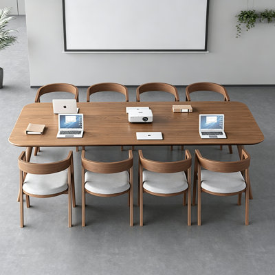 Simple Solid Wood  Nut-Brown Conference Table