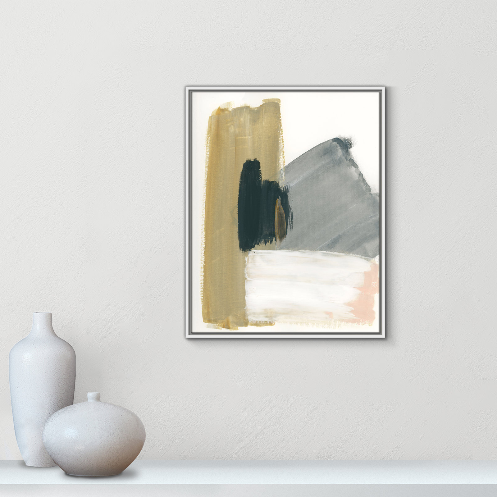 Herma "Marble Block Symmetry II" Print, 29.5" H x 23.5" W x 2" D, White Framed