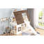 Lit simple superposé simple avec - blanc et brun, pour l'espace de chambre à coucher + fabrication de glissade brune