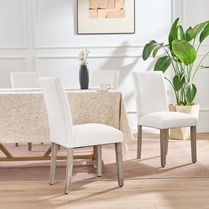 Chaise d'appoint rembourrée en tissu , Blanc, 2 Pieces