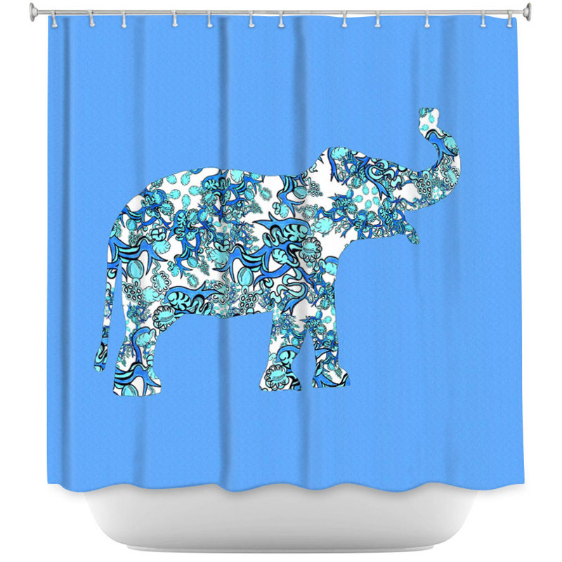 Rideau de douche simple Meunier Elephant II, Bleu / Blanc