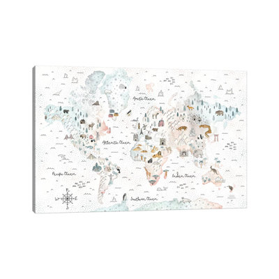 World Traveler I Dot BG by Laura Marshall - Wrapped Canvas Graphic Art