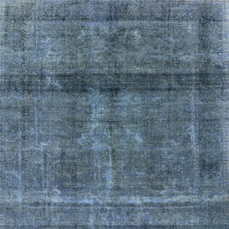 Tapis oriental bleu, Carré 7 pi
