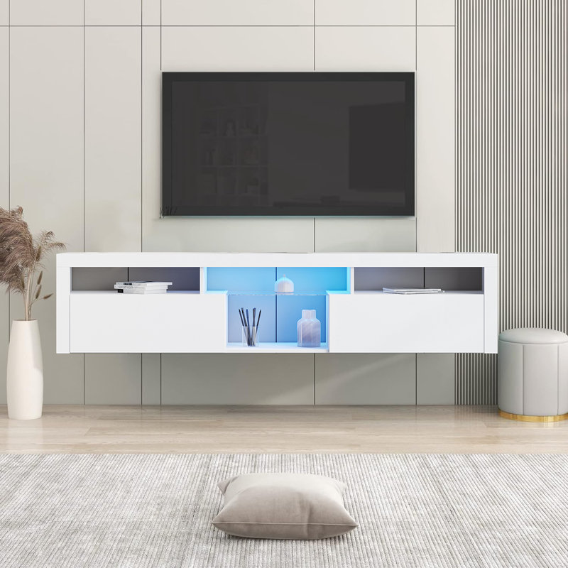 Crédence de rangement l 78,74 po Dhana, Blanc, Bois massif