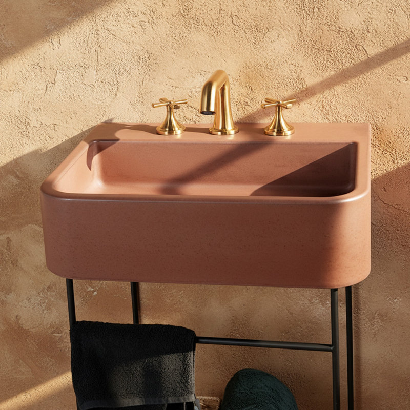 Newterra 22" Undermount/Wall/Vessel Bathroom Sink, Aqua, Double Hole