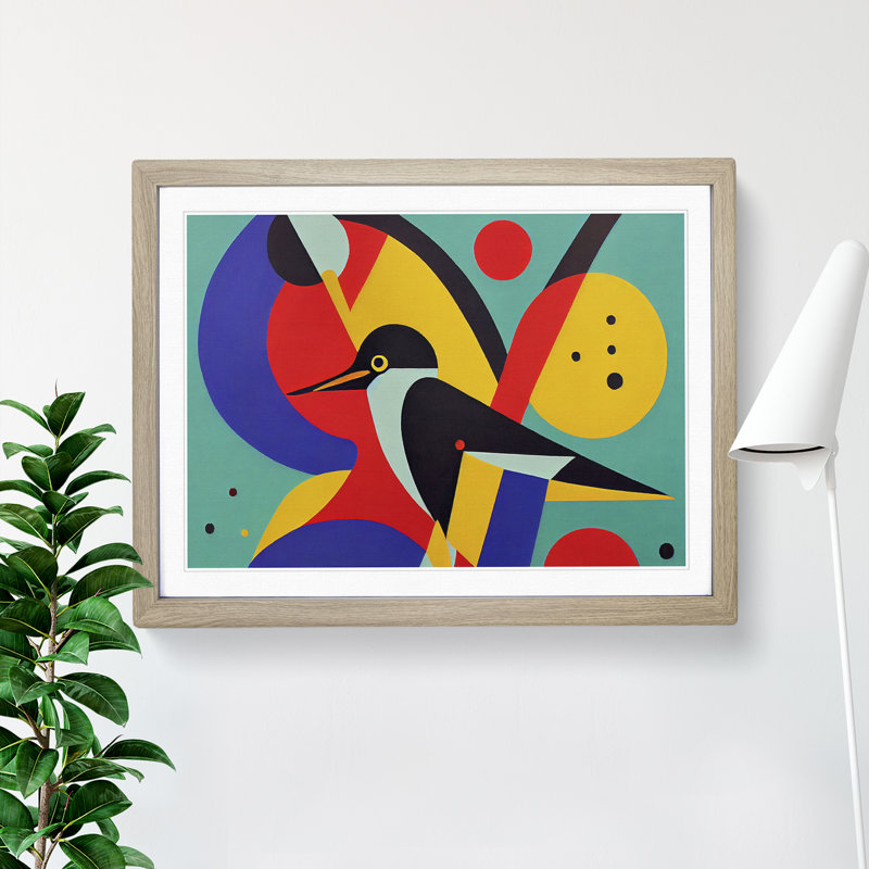 Abstract Kingfisher Bird Vol.3 - Framed Print, 25cm H x 34cm W x 2cm D, Oak