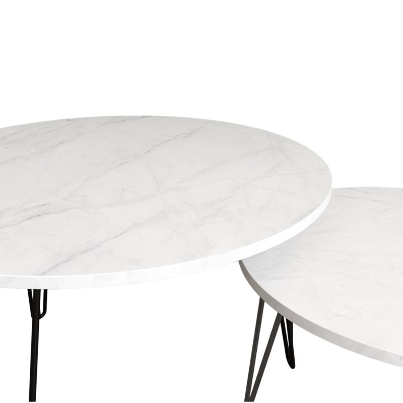 27.56'' Round Nesting Coffee Table Set Of 2, White