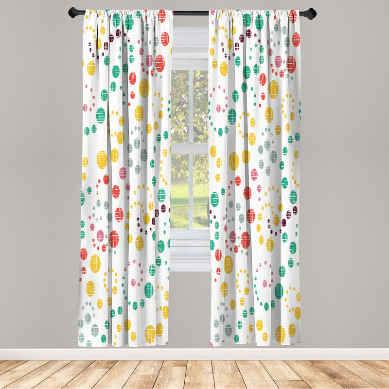 George Oliver Modern Art Curtains, Grunge Polka Dots Print, Pair of 28", 28" W x 95" L, Brown Salmon
