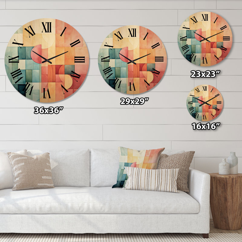 Horloge murale Cubism Experiment with Minimalist II - Paysages, Grand